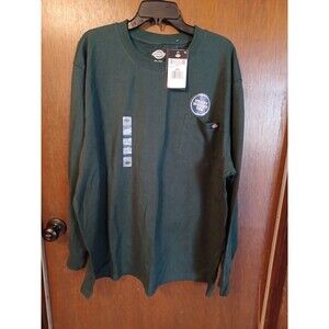 Dickies Heavyweight Mens 2XLT Long Sleeve green Pocket T-Shirt Crew Neck Cotton